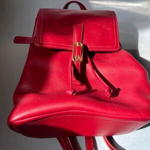 Vintage red coach leather backpack